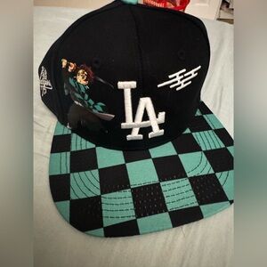 Black and Teal Checkered LA Cap